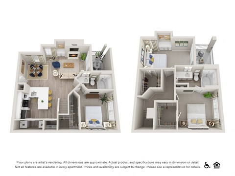 Floor plan for 3 beds, 2 baths, 1300 sqft